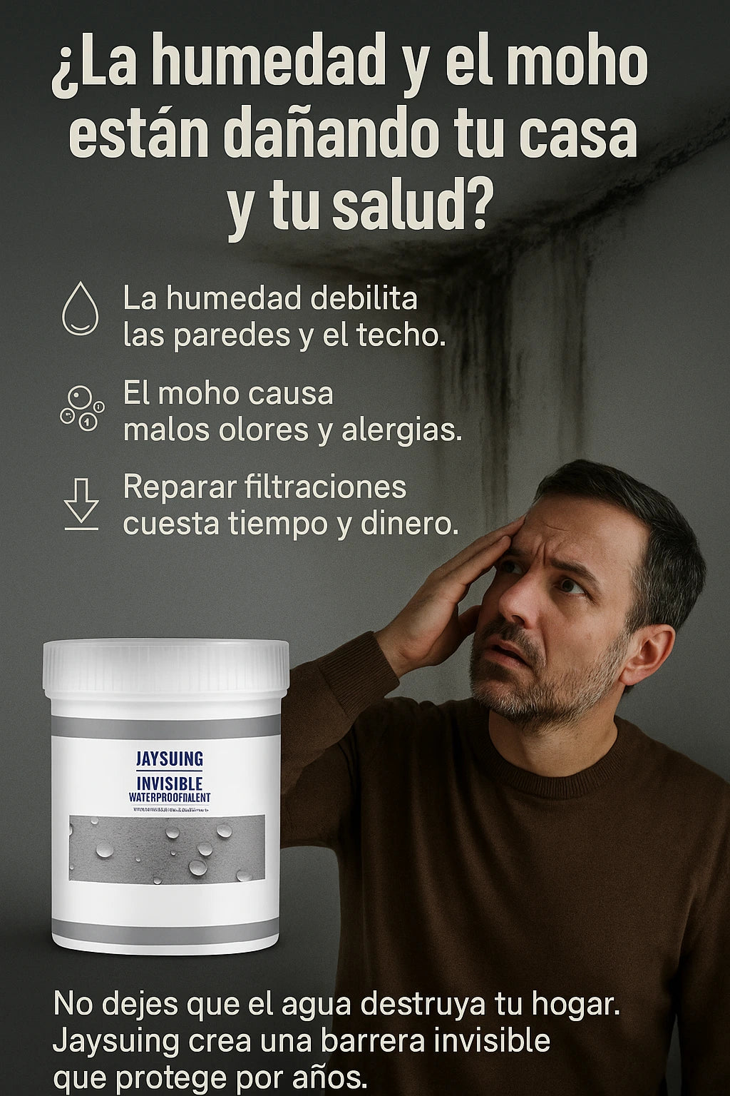 Impermeabilizante Transparente sella filtraciones, moho y humedad sin obras